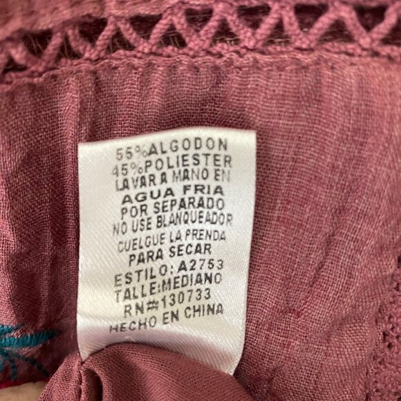 Umgee M Pink Long Sleeve Embroidered Boho Tunic Dress Boho Cottagecore - Picture 4 of 16